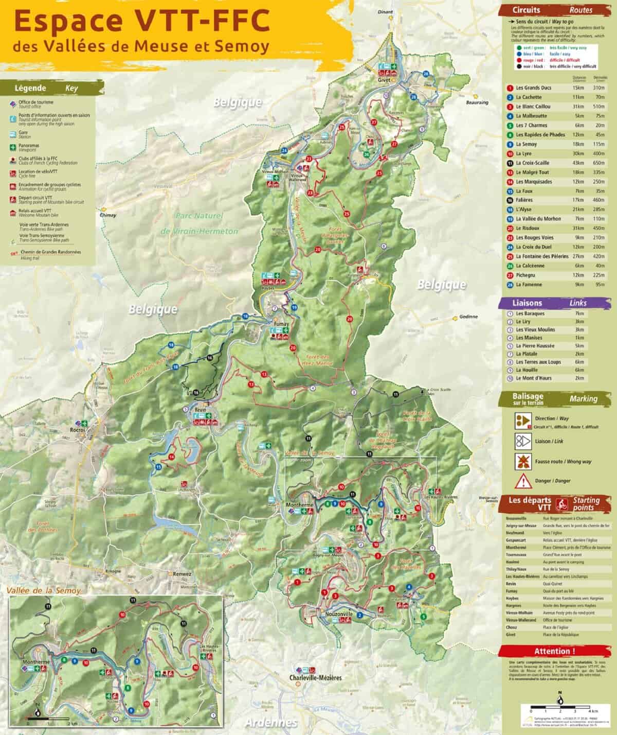 carte itinéraires vtt ou randonnées Carte